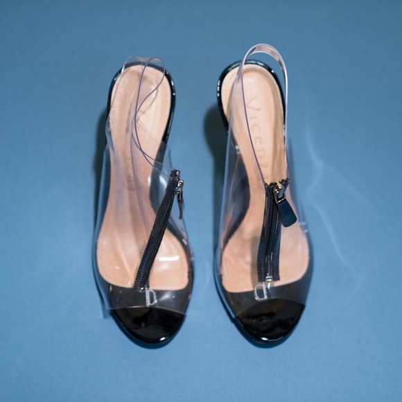 Anthropologie Vicenza Slip On Clear Black Pumps - Picture 5 of 8